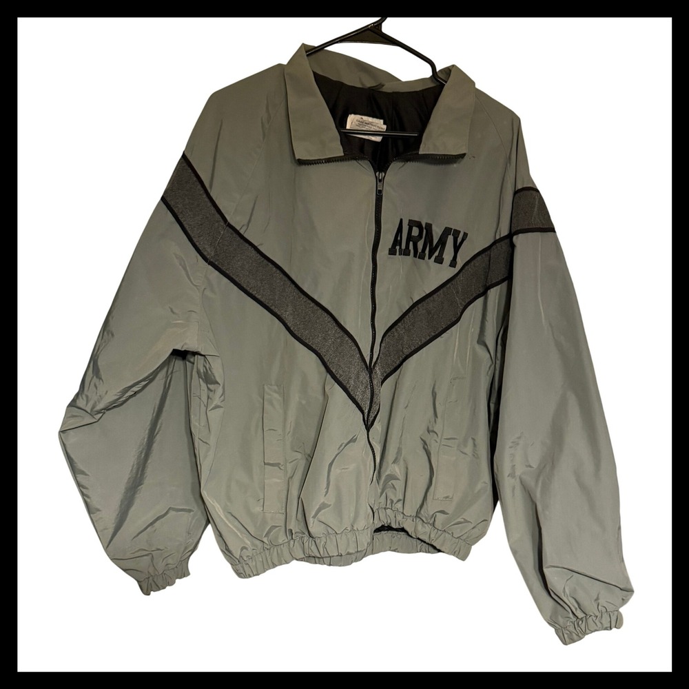 Army‎ PFU Jacket Large Short Gray Military Workout Coat Skillcraft